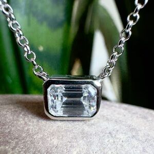 Sterling Emerald cut Moissanite Necklace